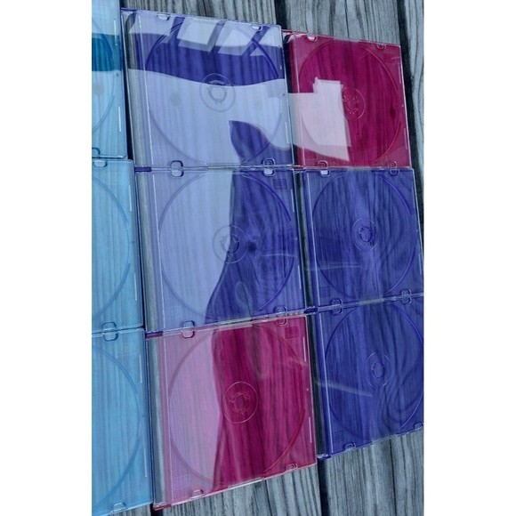 Lot of 12 Empty Slim Jewel Cases CD Music DVD Colors Plastic - Picture 5 of 7